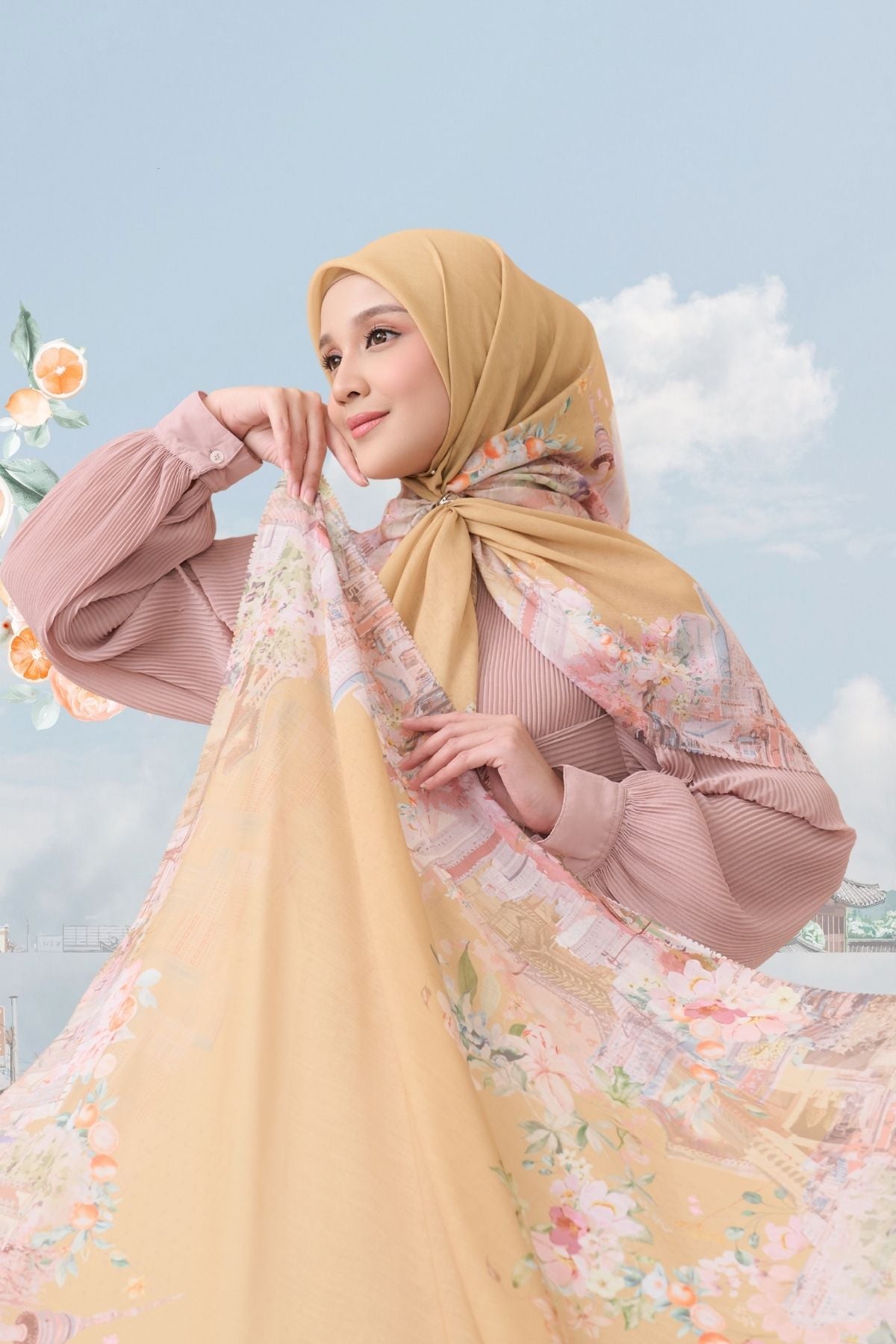 [ BUY 3 GET 1 FREE HIJAB ] Tangerine Scarf - ST16.7 TV16.7 TJ16.7 Almond