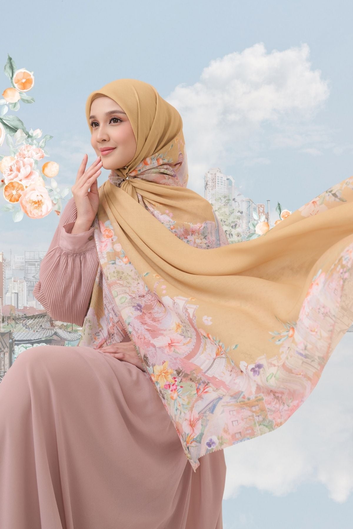 [ BUY 3 GET 1 FREE HIJAB ] Tangerine Scarf - ST16.7 TV16.7 TJ16.7 Almond