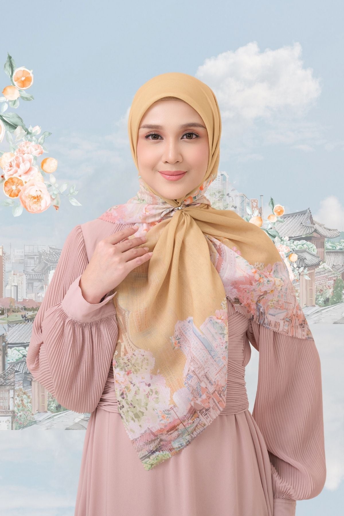 [ BUY 3 GET 1 FREE HIJAB ] Tangerine Scarf - ST16.7 TV16.7 TJ16.7 Almond