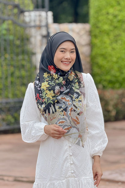 Daffodil - Scarf Square Premium Polycotton XL - Black - JD14.1