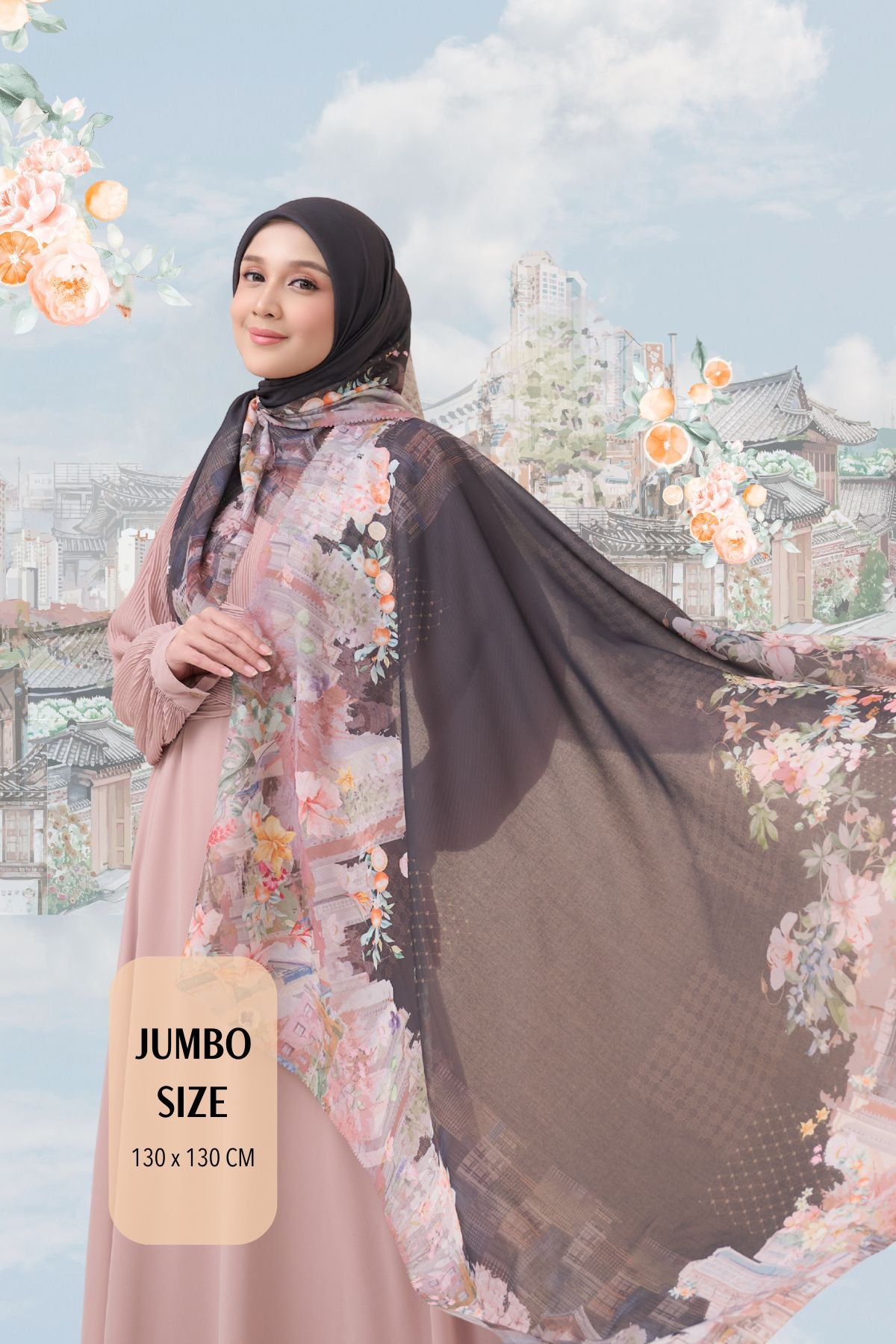 [ BUY 3 GET 1 FREE HIJAB ] Tangerine Scarf Jumbo - TJ16.1 Black