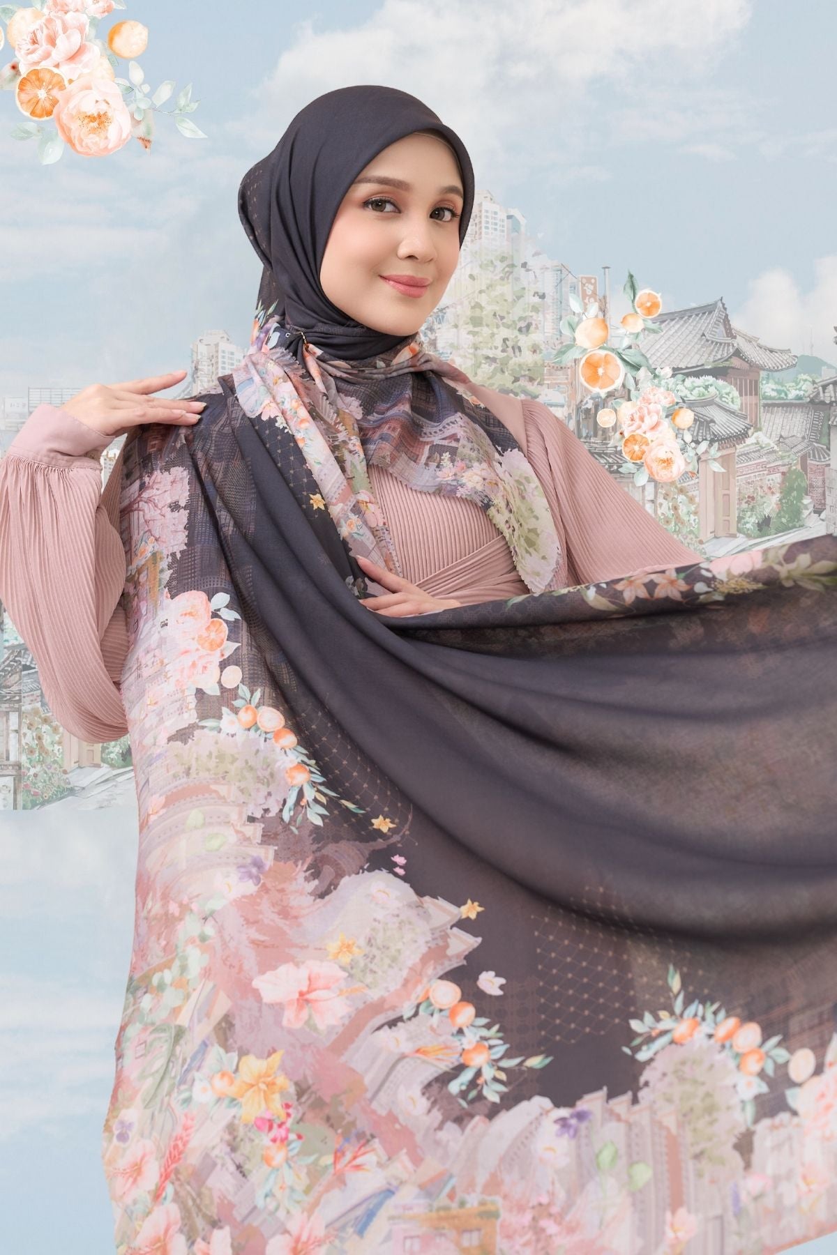 [ BUY 3 GET 1 FREE HIJAB ] Tangerine Scarf - ST16.1 TV16.1 TJ16.1 Black