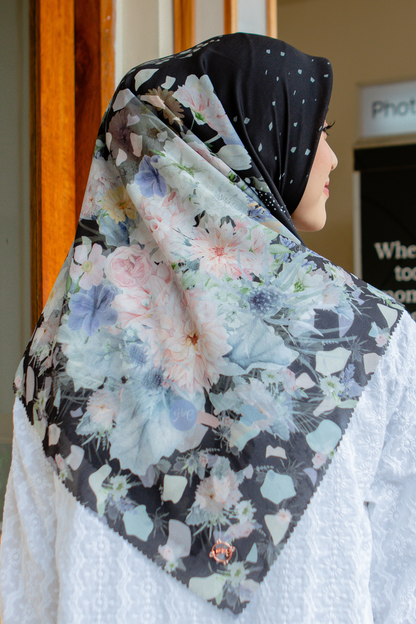 Dahlia - Scarf Square British Voal | Black - LIA7.1