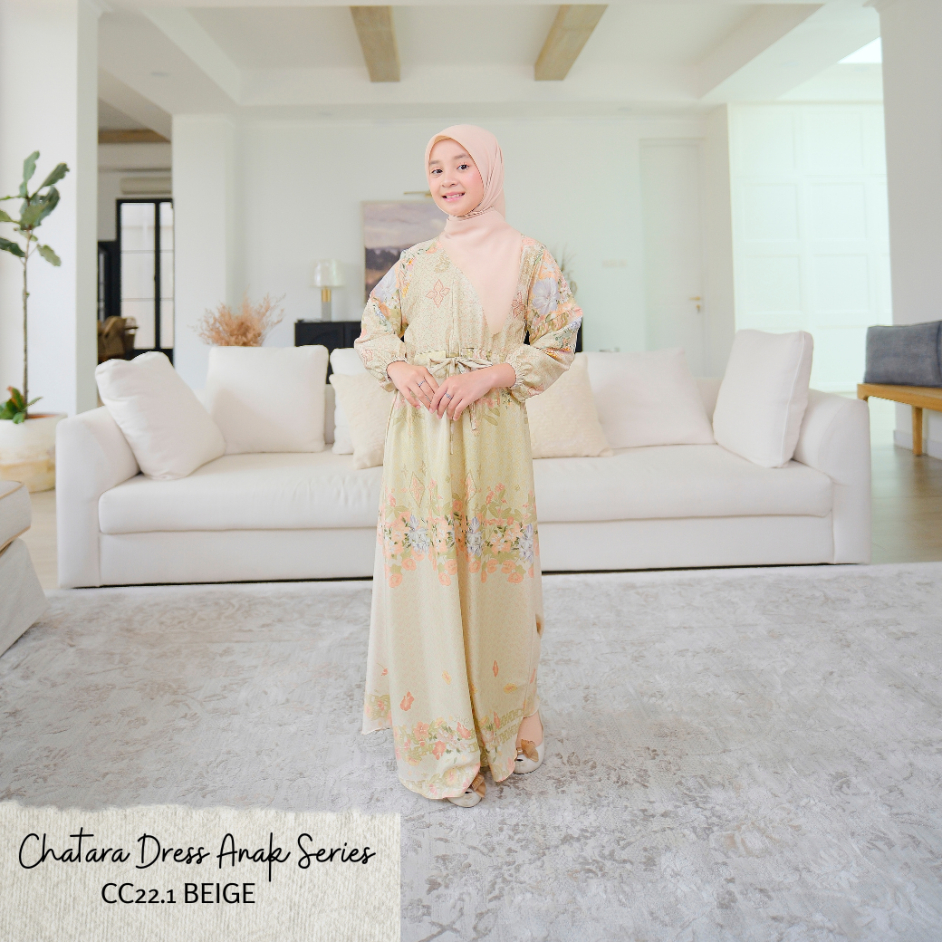 Chatara Dress Anak - CC22.1 Beige