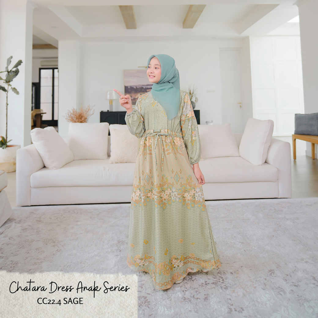 [CLEARANCE SALE] Chatara Dress Anak - CC22.4 Sage
