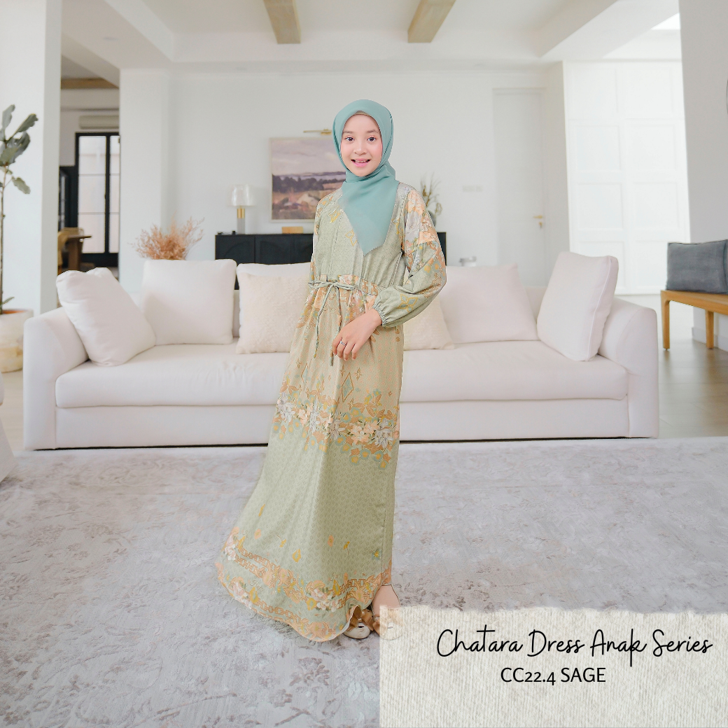 [CLEARANCE SALE] Chatara Dress Anak - CC22.4 Sage