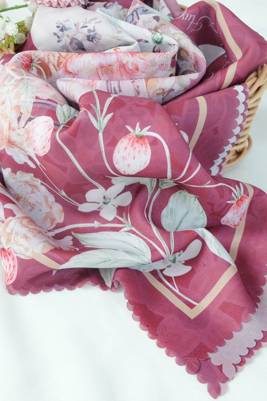 Camellia - Scarf Square Premium Polycotton XL | Mindfull Maroon - CJ15.14