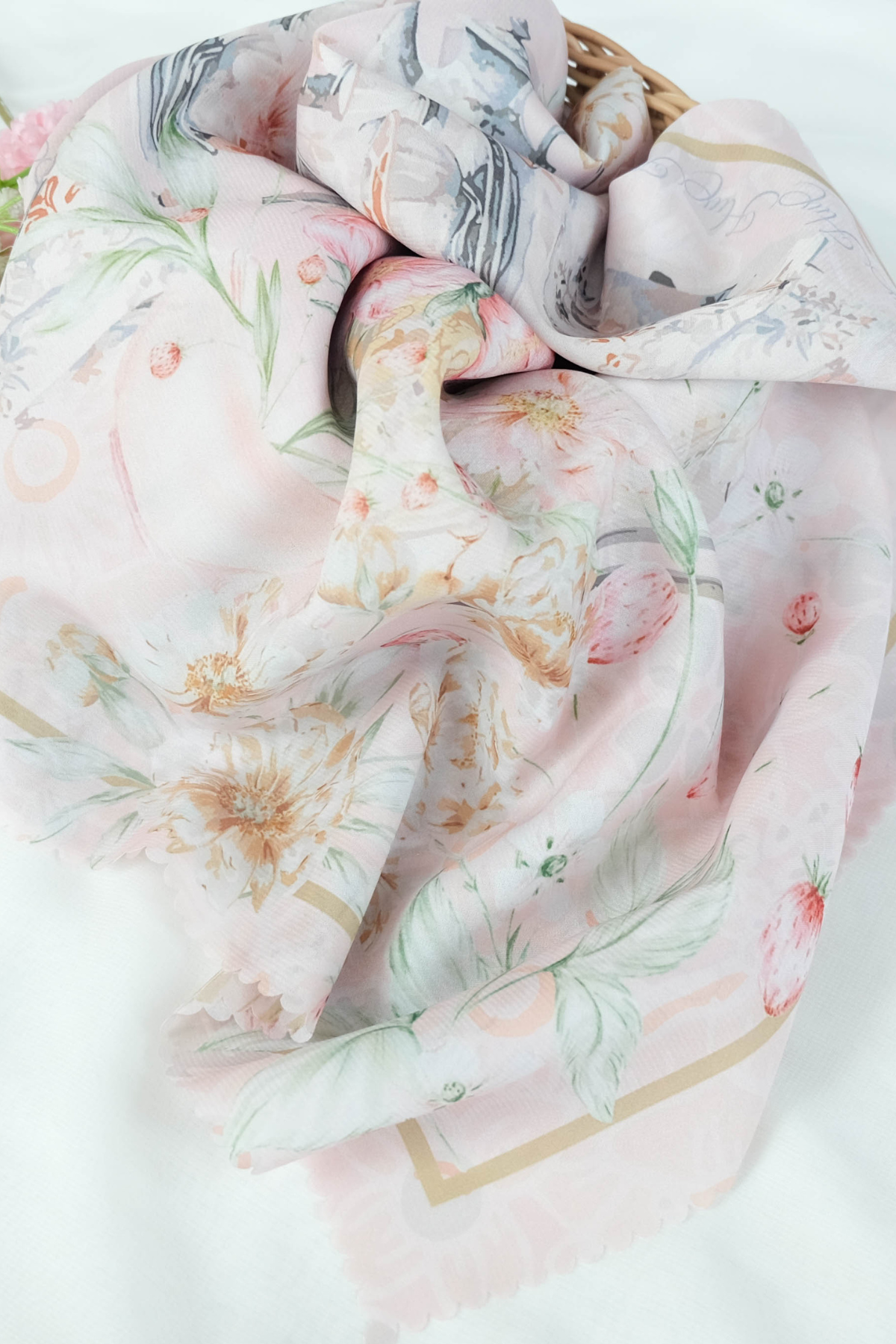 Camellia - Scarf Square Premium Polycotton XL - Flourishing Rose - CJ15.5