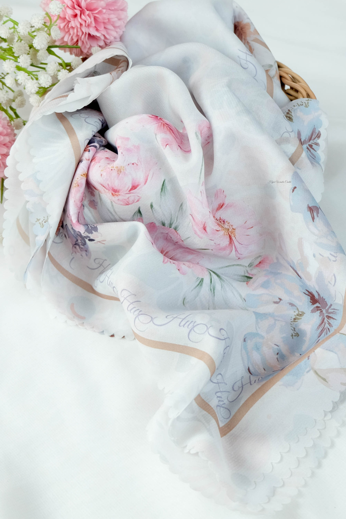 Camellia - Scarf Square Premium Polycotton XL | Gracious Cream - CJ15.8