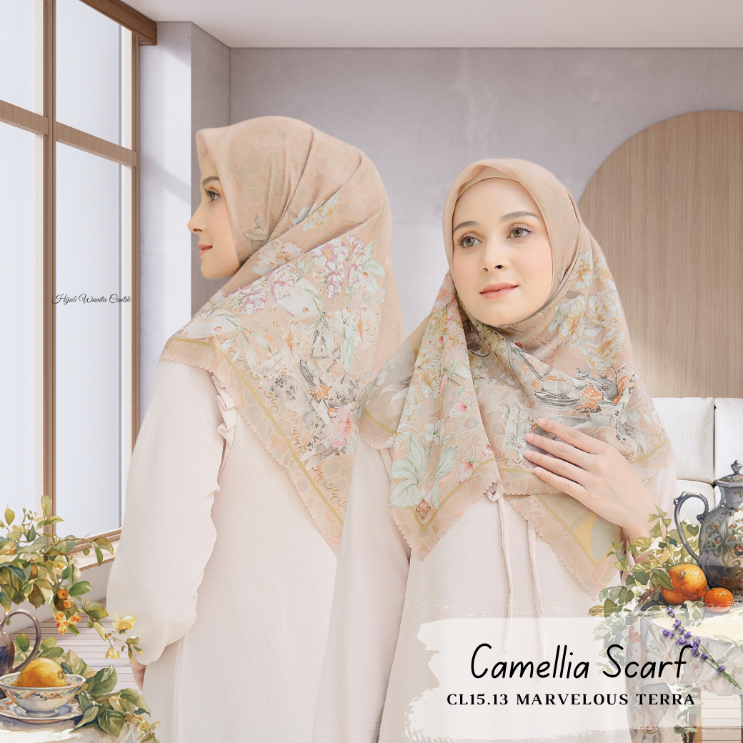 Camellia - Scarf Square British Voal - Marvelous Terra - CL15.13