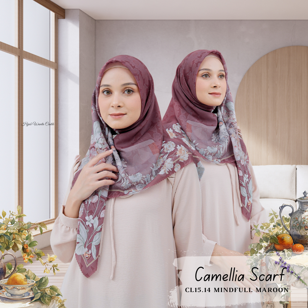 Camellia - Scarf Square British Voal | Mindfull Maroon - CL15.14