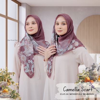 Camellia - Scarf Square British Voal | Mindfull Maroon - CL15.14