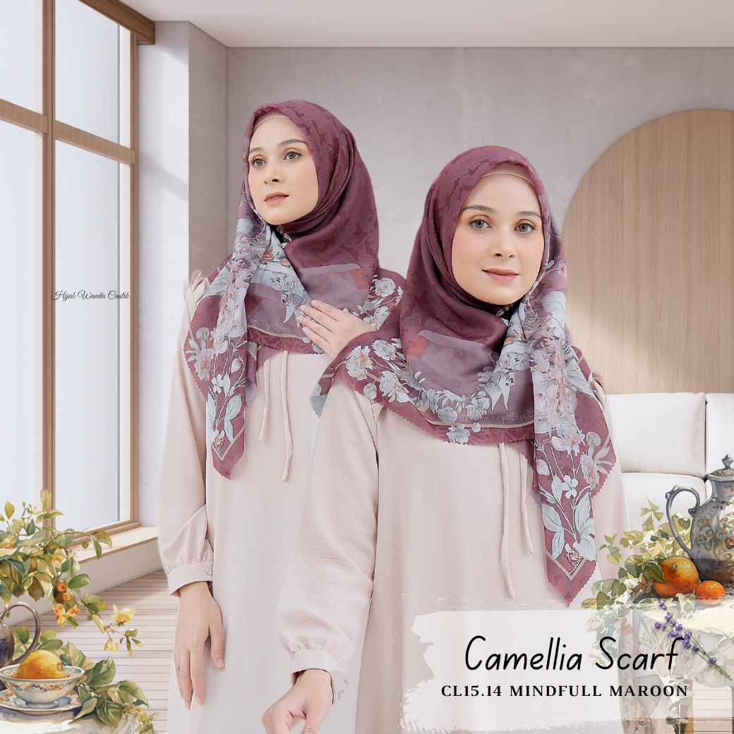 Camellia - Scarf Square British Voal | Mindfull Maroon - CL15.14