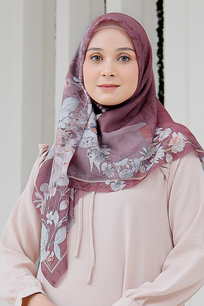 Camellia - Scarf Square British Voal | Mindfull Maroon - CL15.14