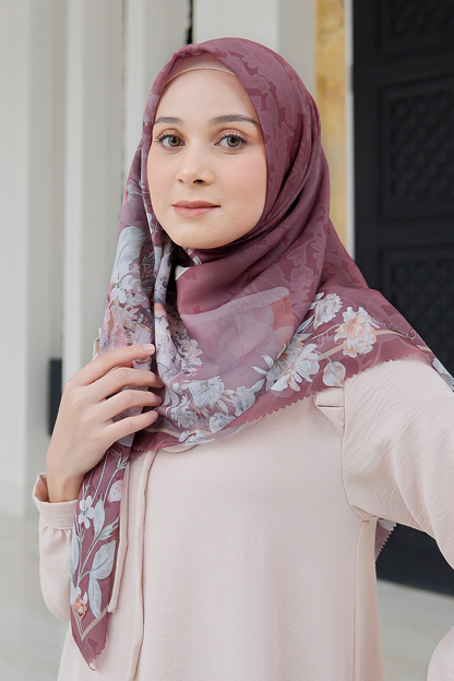 Camellia - Scarf Square British Voal | Mindfull Maroon - CL15.14