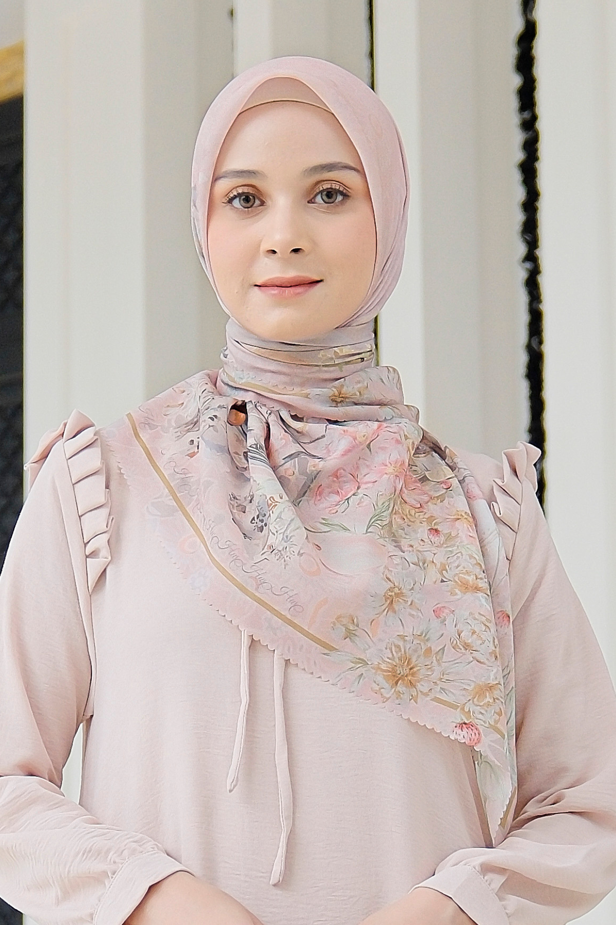 Camellia - Scarf Square British Voal | Flourishing Rose - CL15.5