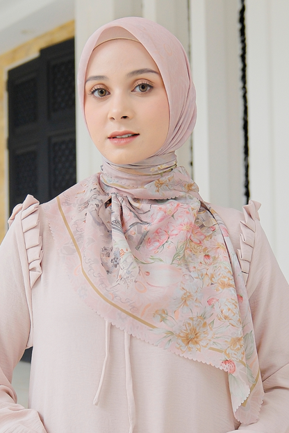 Camellia - Scarf Square British Voal | Flourishing Rose - CL15.5