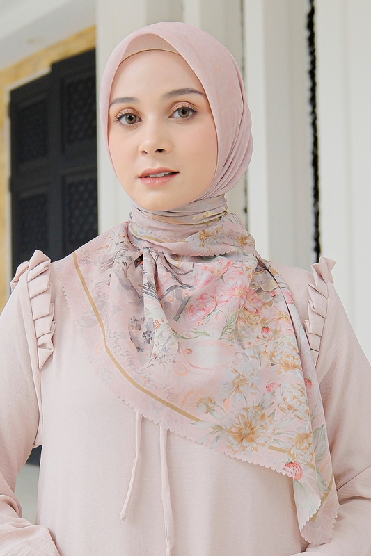 Camellia - Scarf Square British Voal | Flourishing Rose - CL15.5