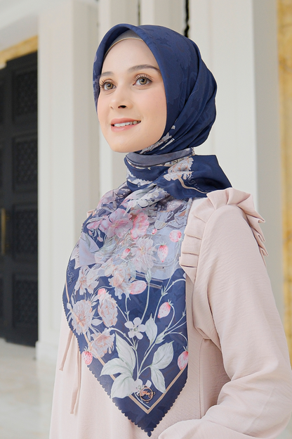 Camellia - Scarf Square British Voal | Happy Navy - CL15.9