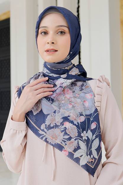 Camellia - Scarf Square British Voal | Happy Navy - CL15.9
