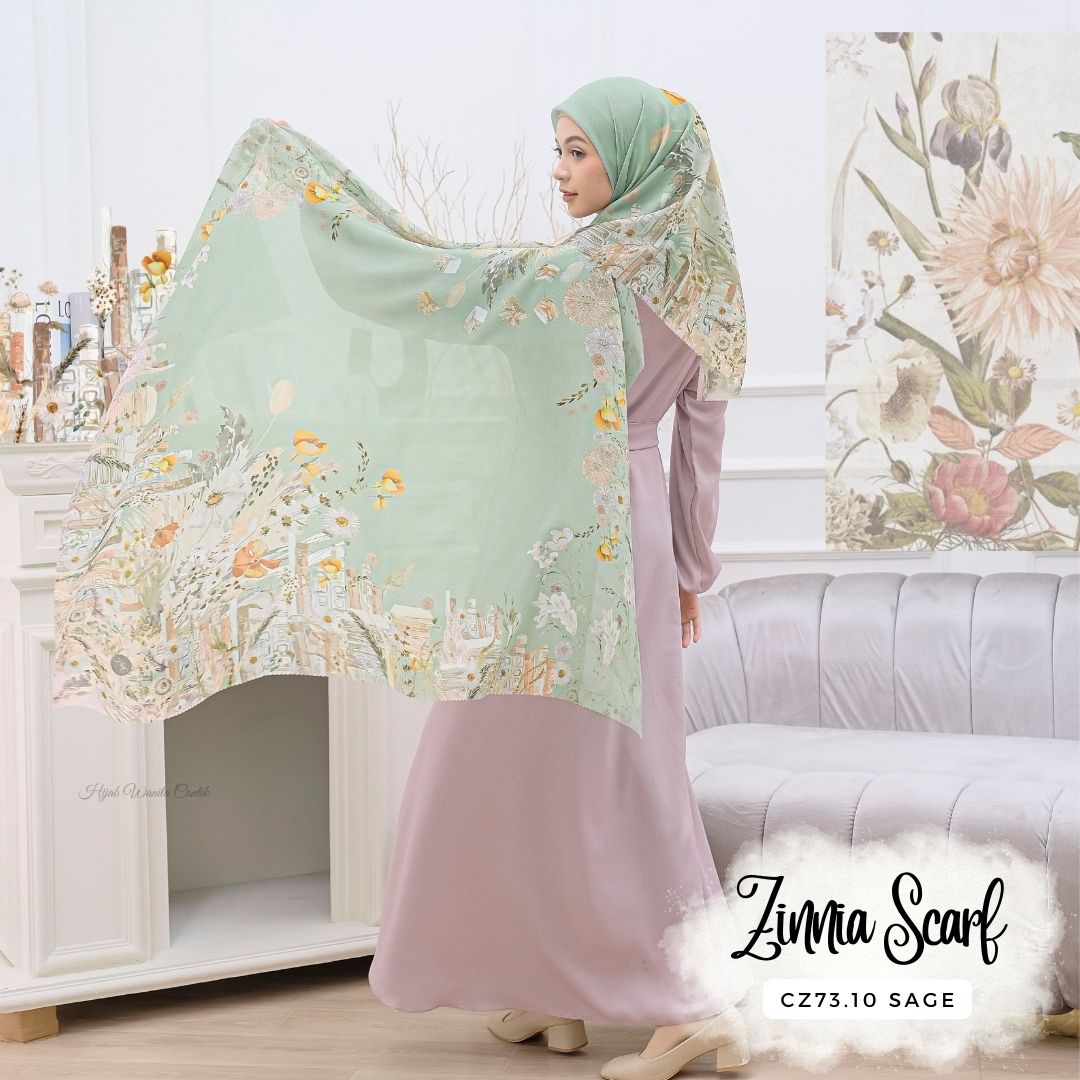 Zinnia - Scarf Square Premium Polycotton - Sage - CZ73.10