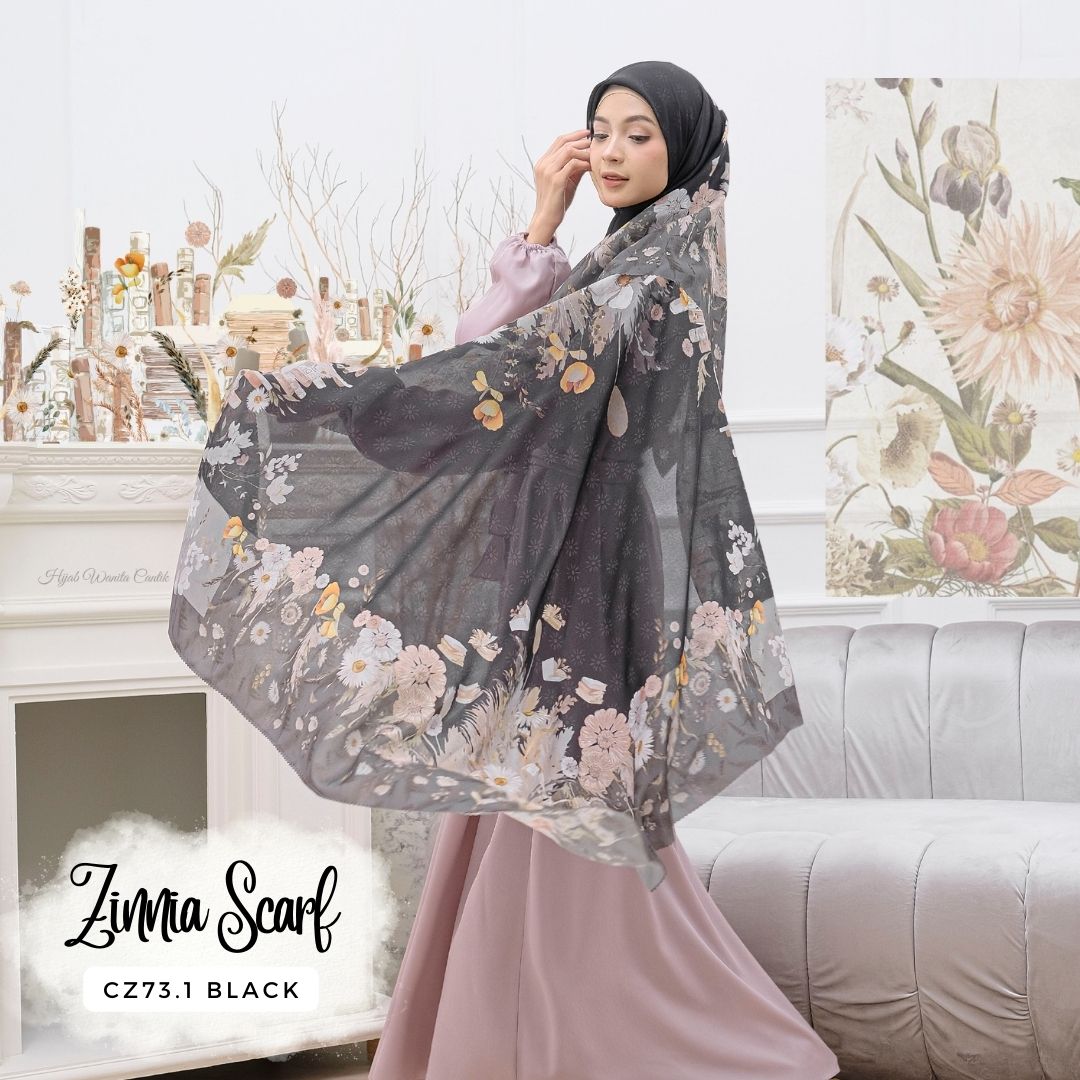 Zinnia - Scarf Square Premium Polycotton - Black - CZ73.1