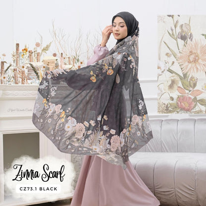 Zinnia - Scarf Square Premium Polycotton | Black - CZ73.1