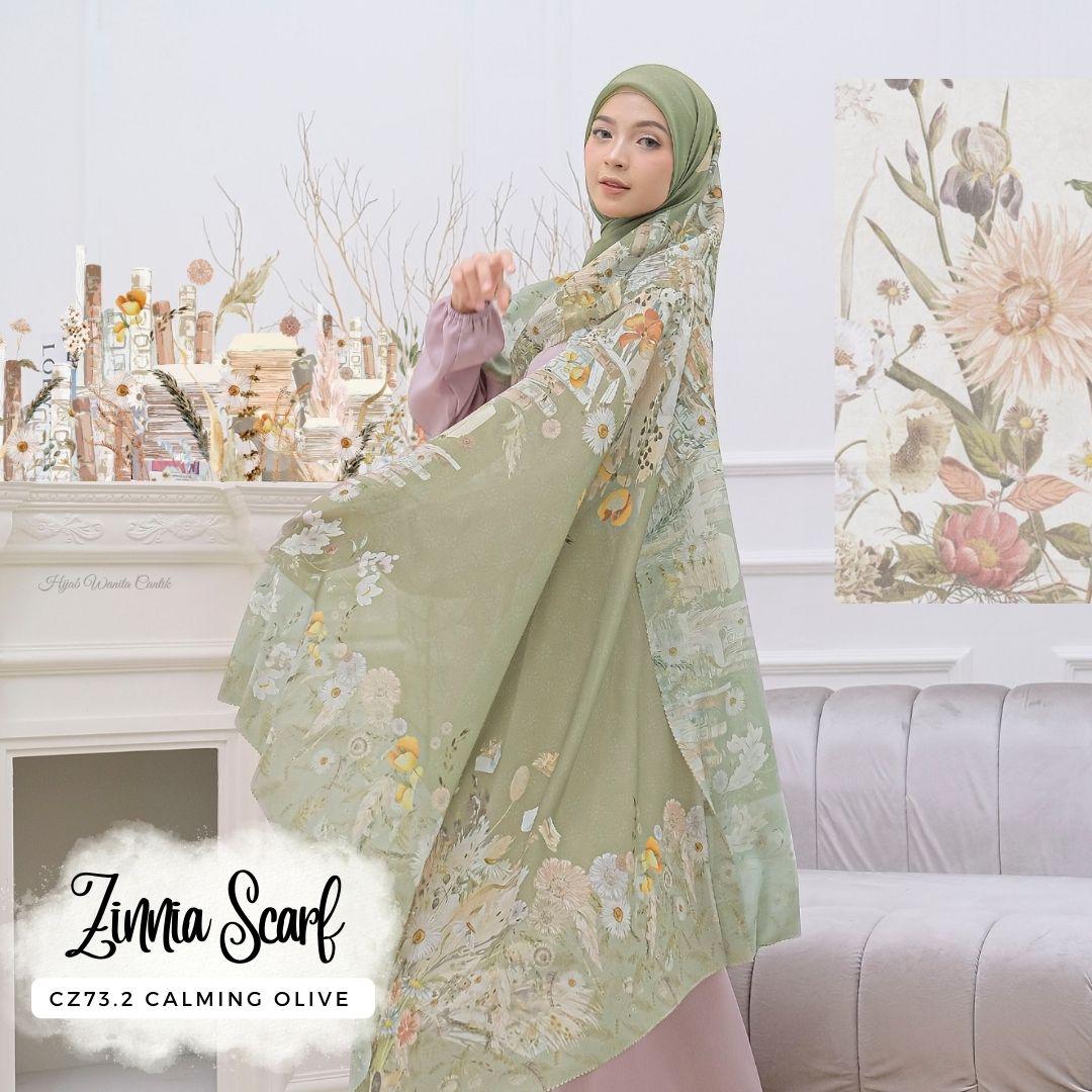 Zinnia - Scarf Square Premium Polycotton - Calming Olive - CZ73.2