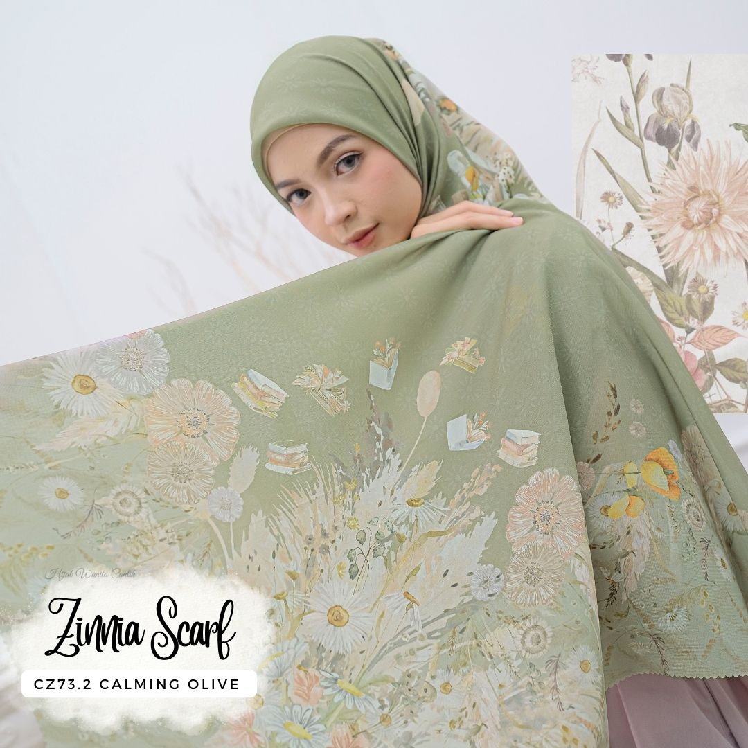 Zinnia - Scarf Square Premium Polycotton | Calming Olive - CZ73.2