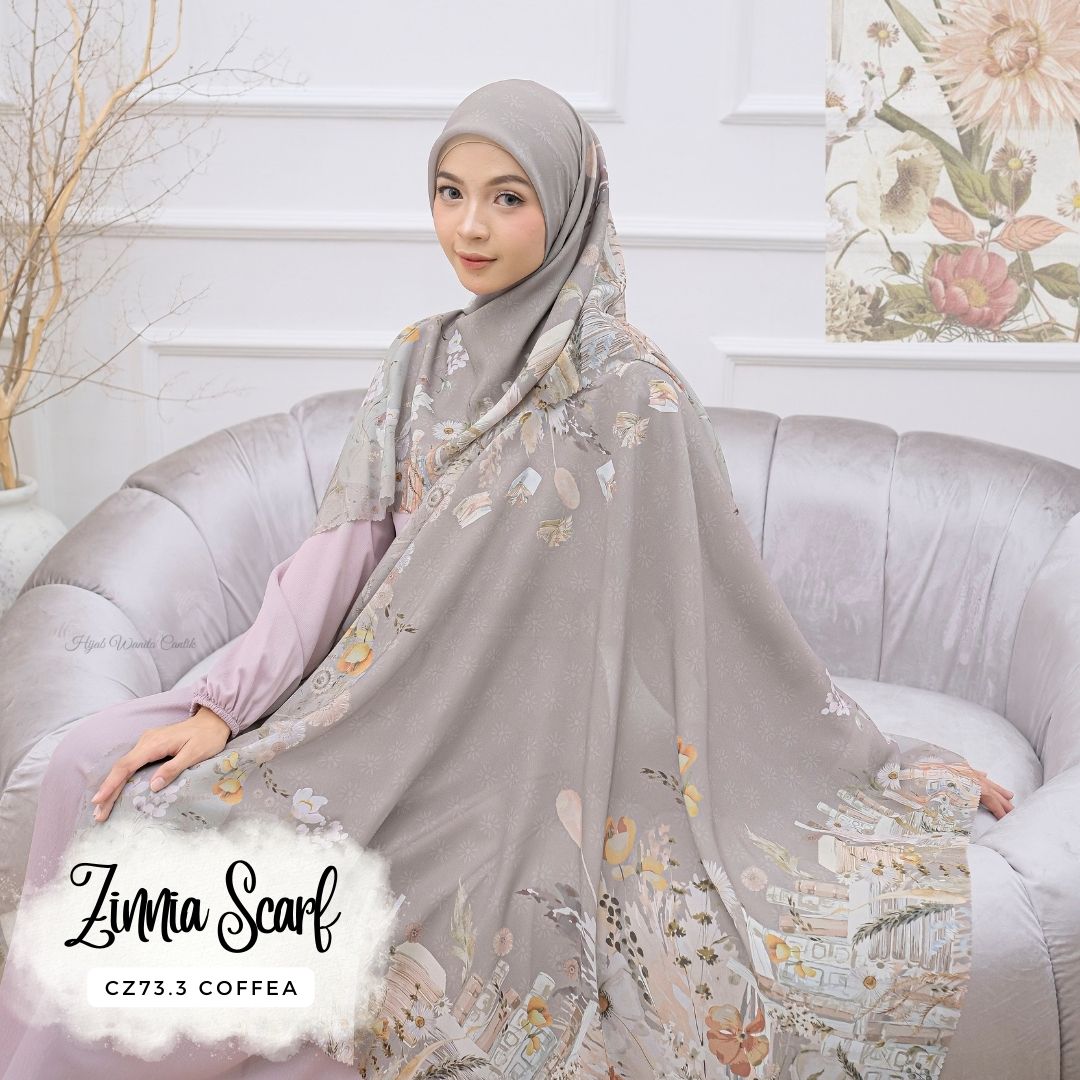 Zinnia - Scarf Square Premium Polycotton | Coffea - CZ73.3