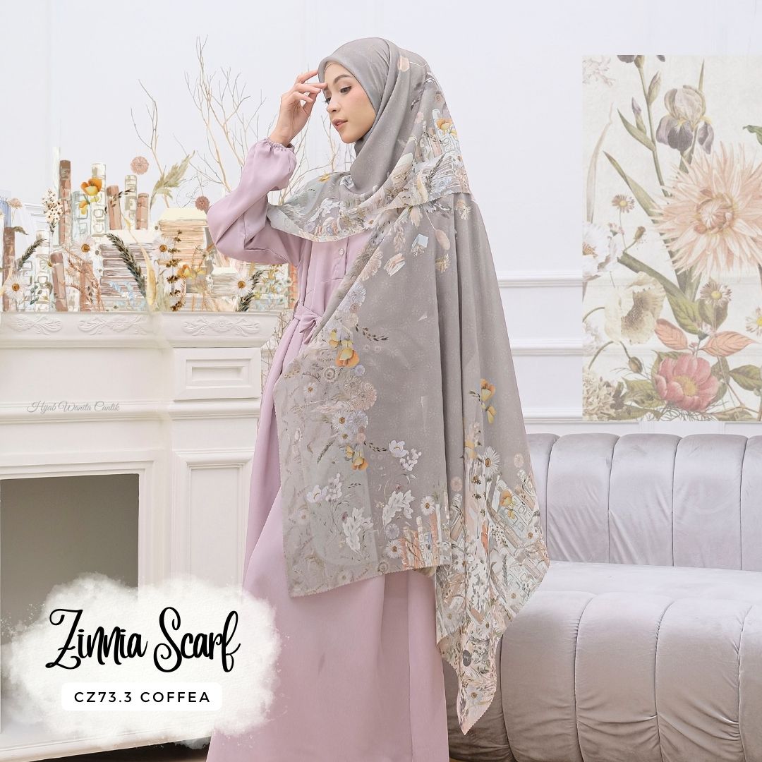 Zinnia - Scarf Square Premium Polycotton | Coffea - CZ73.3