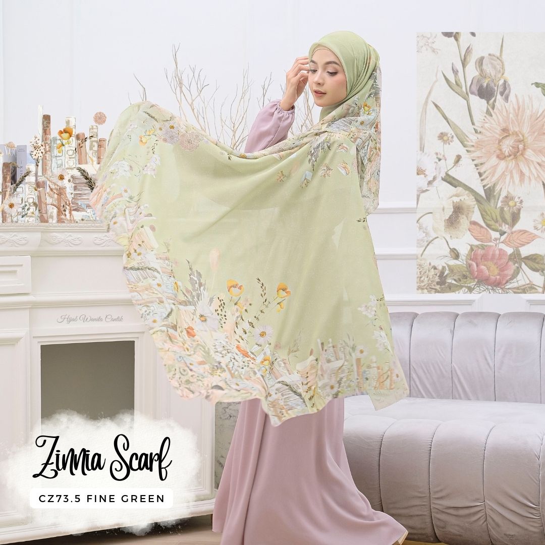 Zinnia - Scarf Square Premium Polycotton | Fine Green - CZ73.5