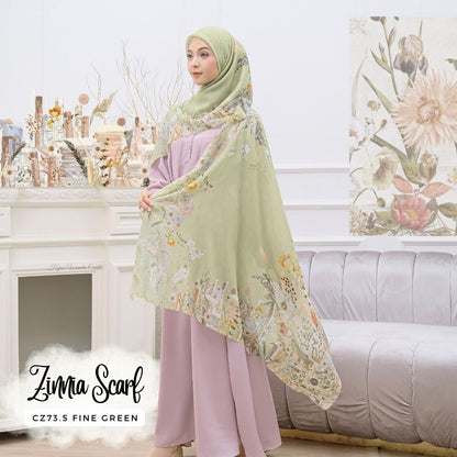 Zinnia - Scarf Square Premium Polycotton | Fine Green - CZ73.5