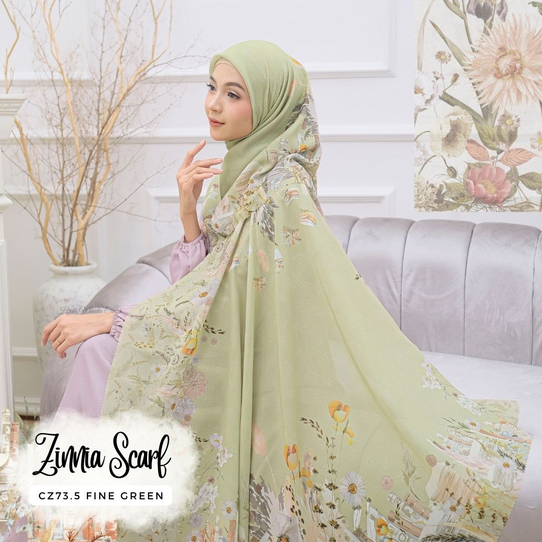 Zinnia - Scarf Square Premium Polycotton | Fine Green - CZ73.5