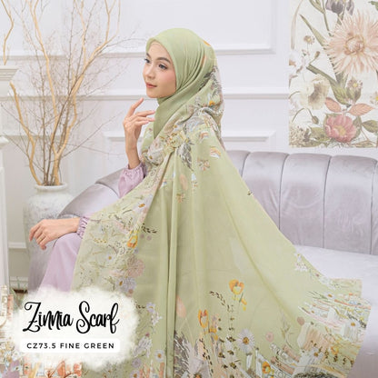 Zinnia - Scarf Square Premium Polycotton | Fine Green - CZ73.5