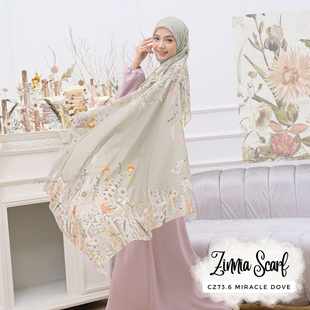 Zinnia - Scarf Square Premium Polycotton - Miracle Dove - CZ73.6