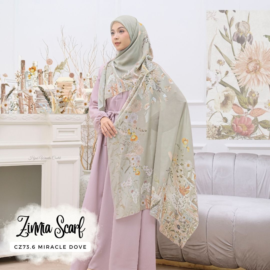 Zinnia - Scarf Square Premium Polycotton - Miracle Dove - CZ73.6