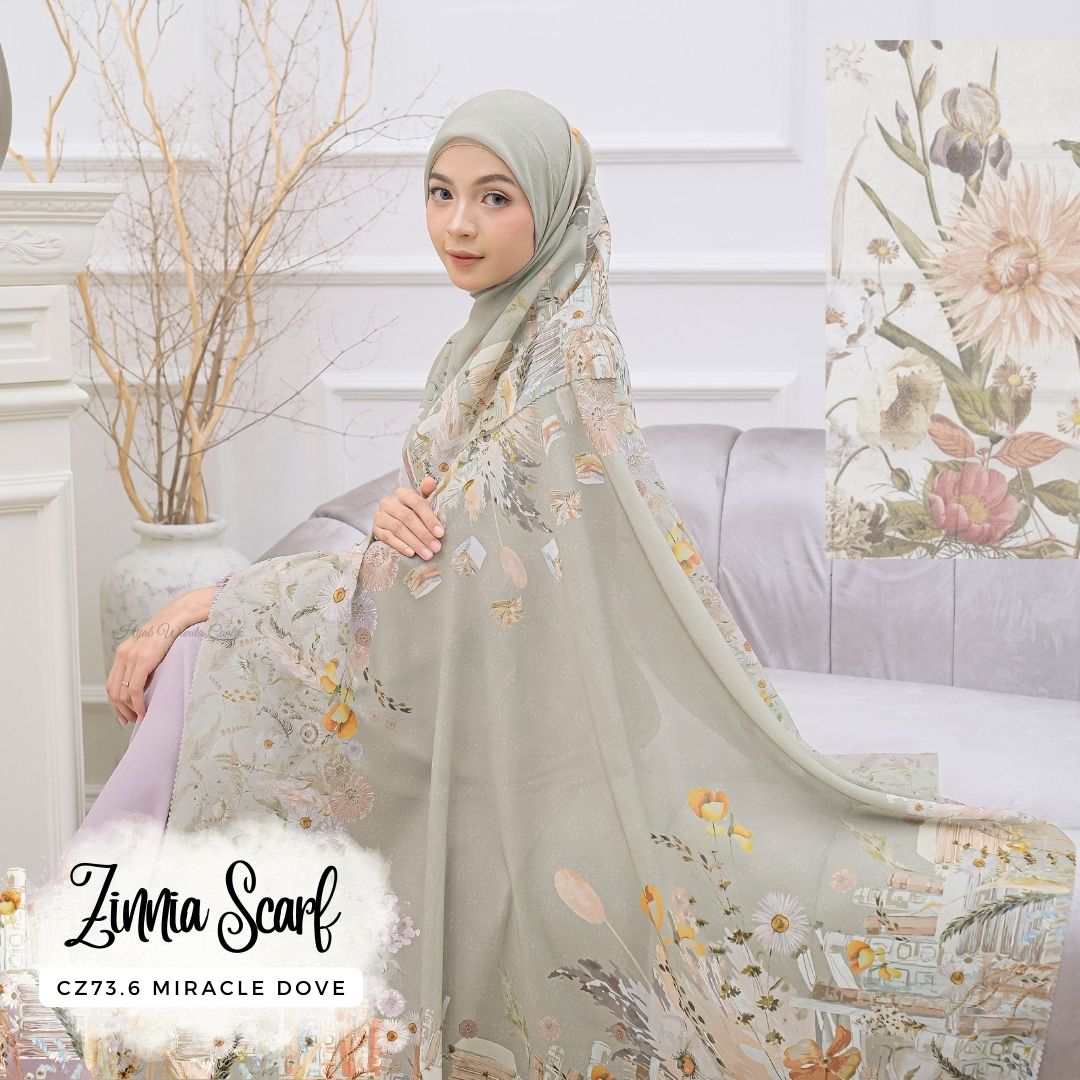 Zinnia - Scarf Square Premium Polycotton - Miracle Dove - CZ73.6