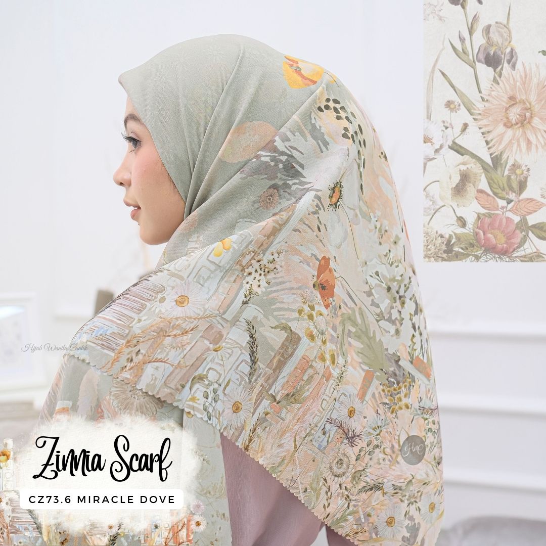 Zinnia - Scarf Square Premium Polycotton - Miracle Dove - CZ73.6