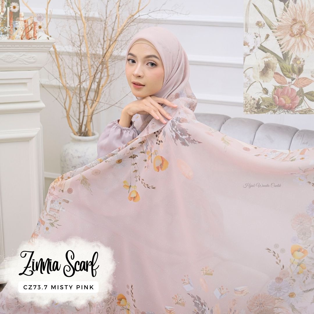 Zinnia - Scarf Square Premium Polycotton | Misty Pink - CZ73.7
