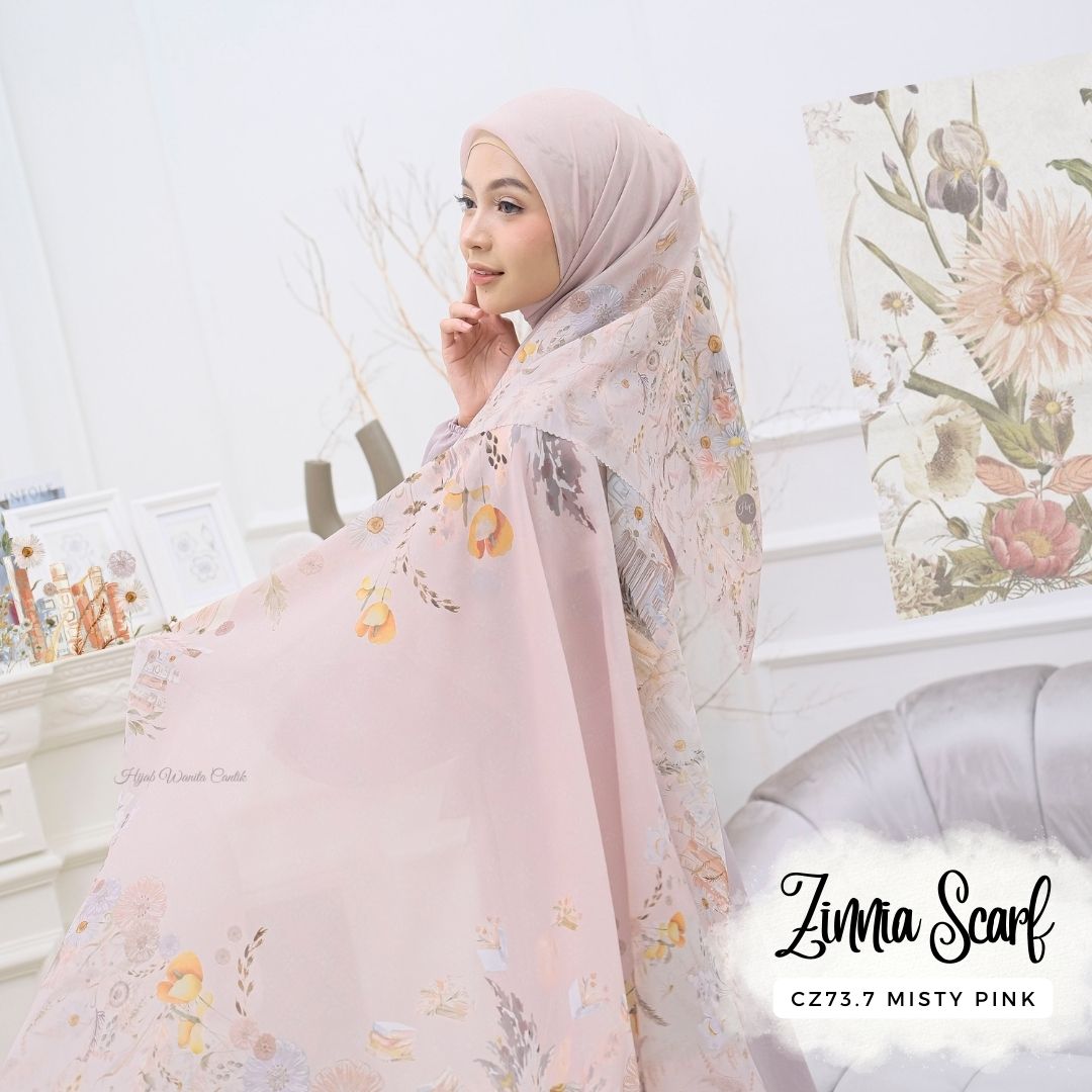 Zinnia - Scarf Square Premium Polycotton | Misty Pink - CZ73.7