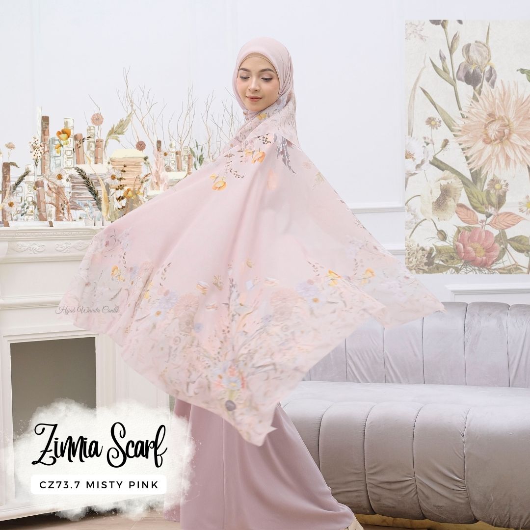 Zinnia - Scarf Square Premium Polycotton | Misty Pink - CZ73.7