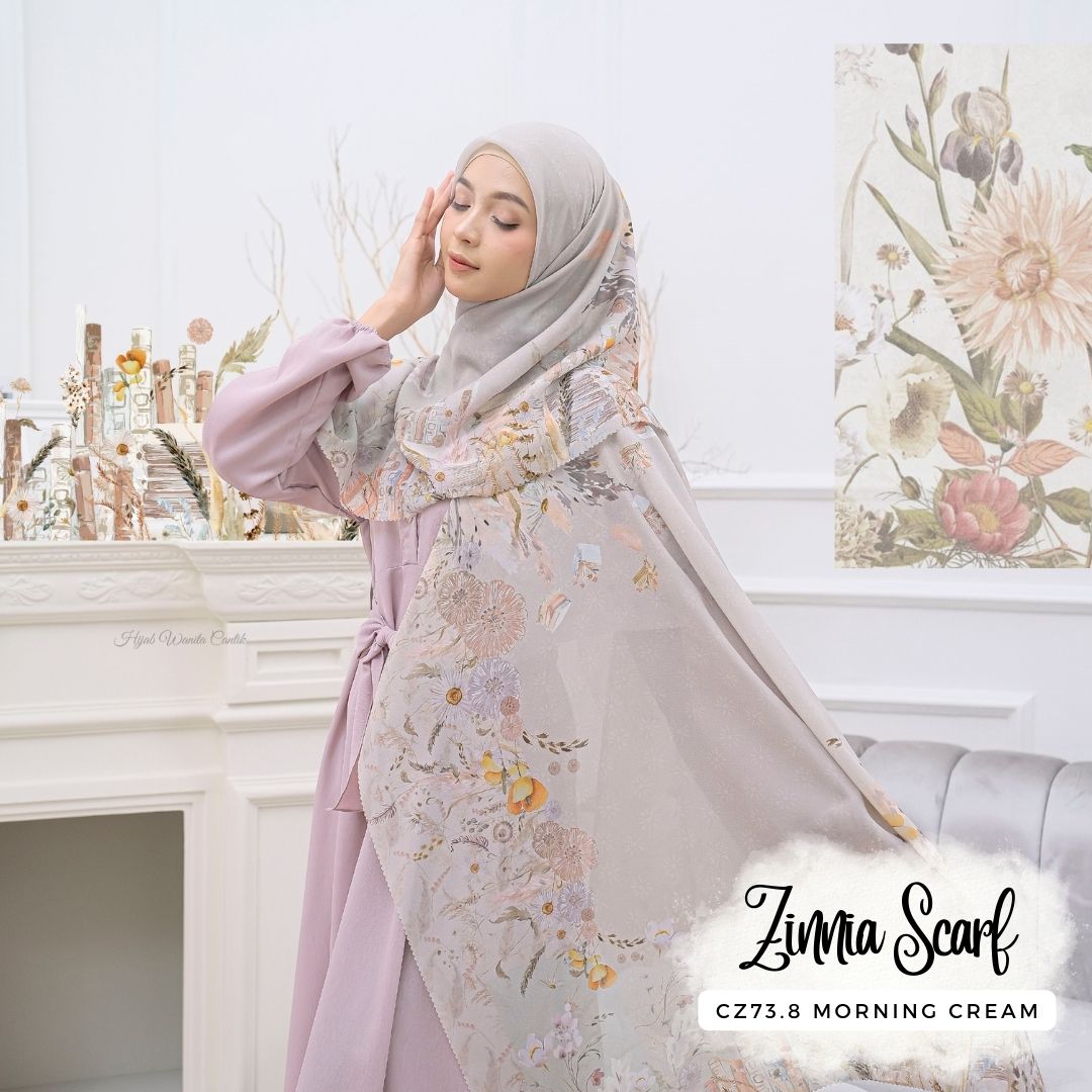 Zinnia - Scarf Square Premium Polycotton | Morning Cream - CZ73.8