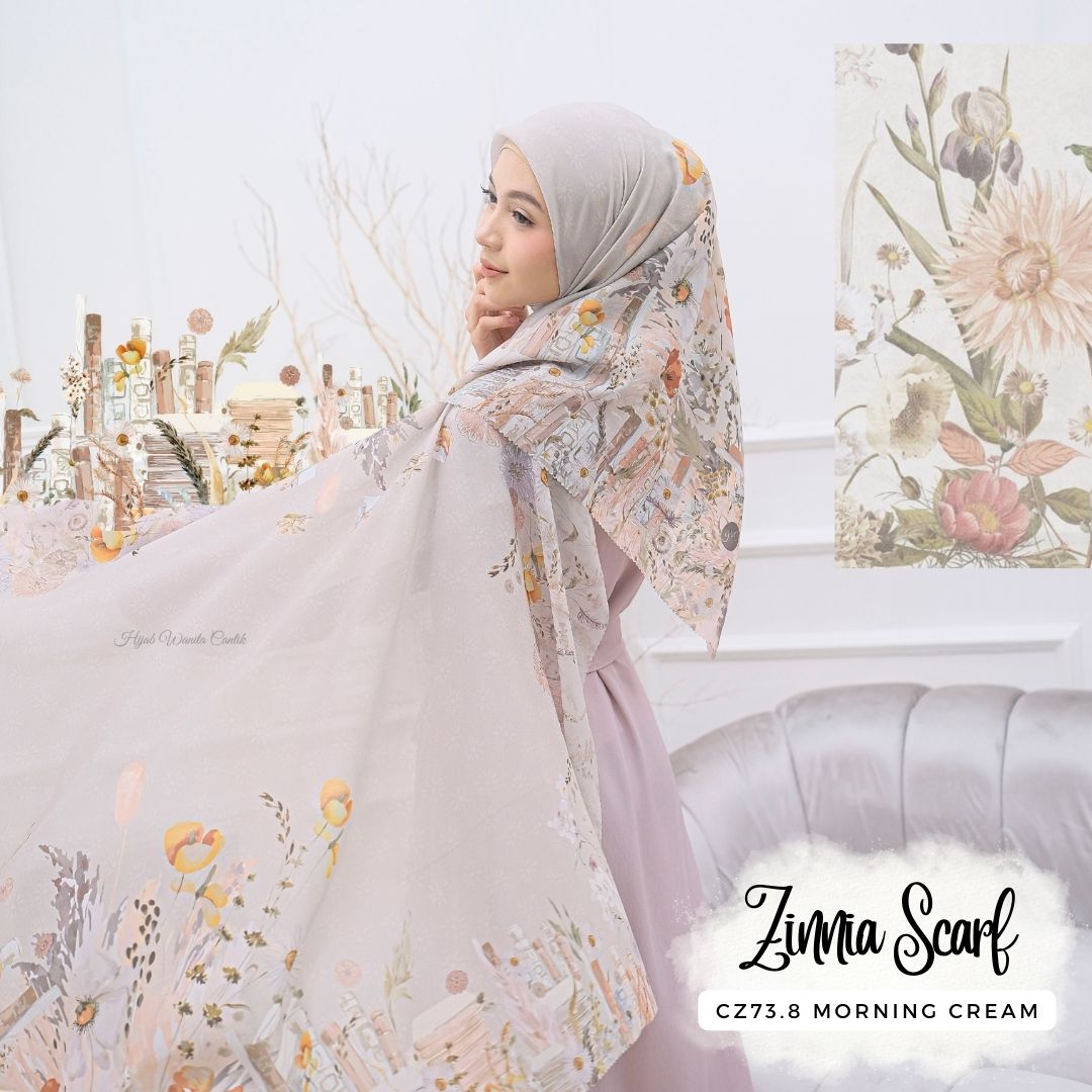 Zinnia - Scarf Square Premium Polycotton | Morning Cream - CZ73.8