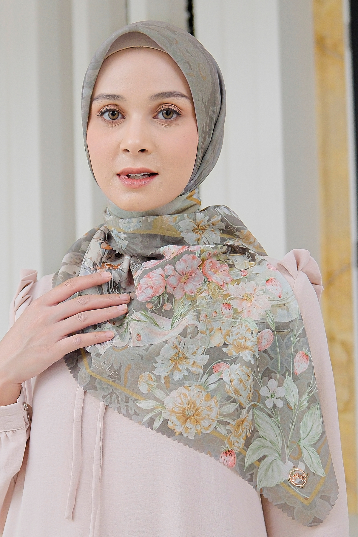 Camellia - Scarf Square British Voal | Charming Choco - CL15.2