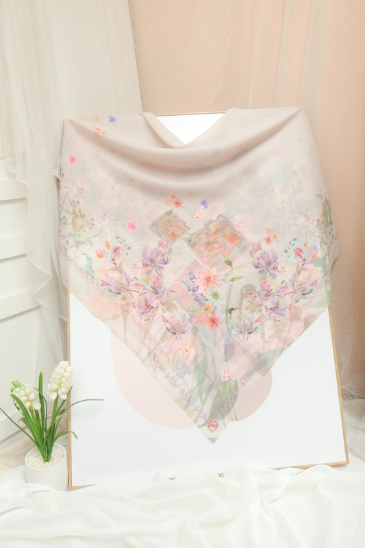 Leaf Kafa Scarf - KF30.10 VK30.10 JF30.10 Cream
