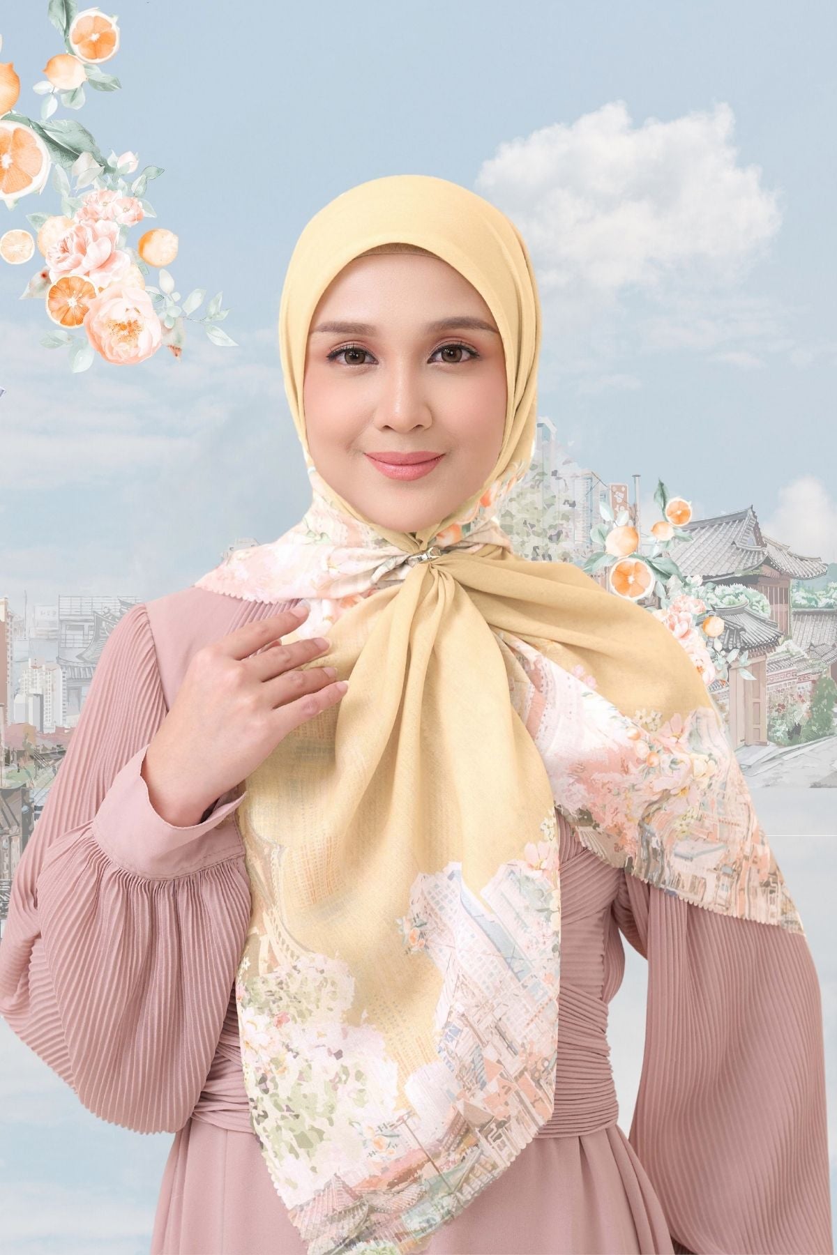 [ BUY 3 GET 1 FREE HIJAB1 FREE HIJAB ] Tangerine Scarf - ST16.5 TV16.5 TJ16.5 Creamy