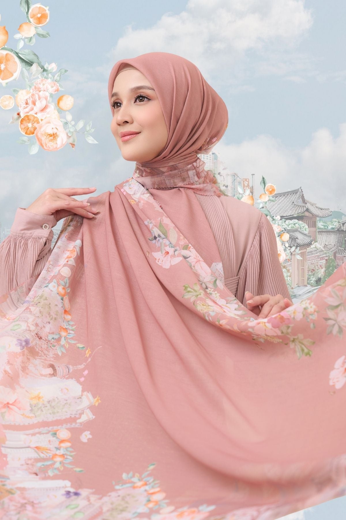 [ BUY 3 GET 1 FREE HIJAB ] Tangerine Scarf - ST16.9 TV16.9 TJ16.9 Dusty Pink