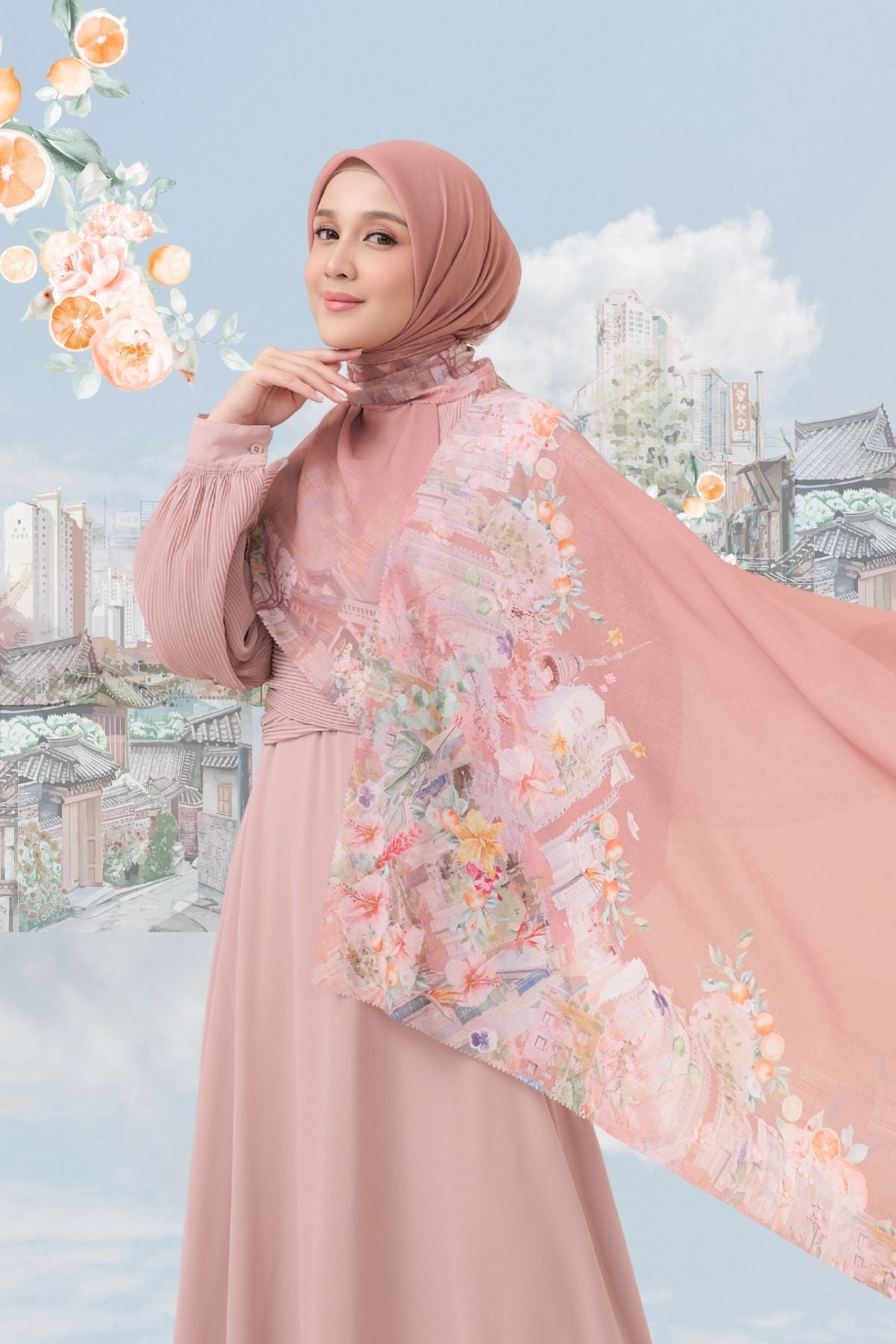 [ BUY 3 GET 1 FREE HIJAB ] Tangerine Scarf - ST16.9 TV16.9 TJ16.9 Dusty Pink