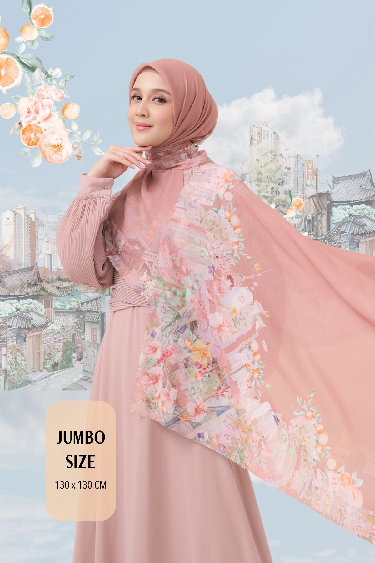 [ BUY 3 GET 1 FREE HIJAB ] Tangerine Scarf Jumbo - TJ16.9 Dusty Pink